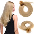 thumbnail image 1 of Invisible Nail/U Tip Glue Real Human Hair Extensions Soft Straight Hair 1 Piece/100 Strands, 1 of 5
