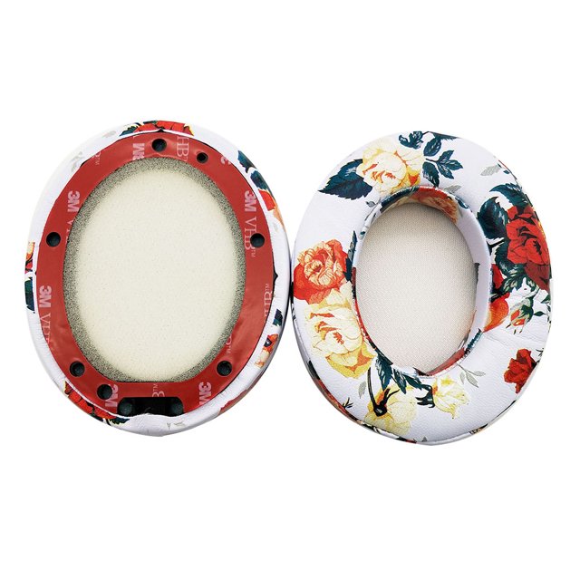 2 Pcs Coussin Éponge pour Casque Coussinets de Protection Auditive Remplacement pour Studio 2.0 Imprimé Floral Blanc