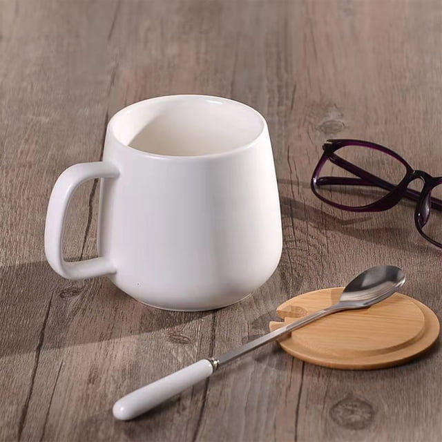 Fwttom Home Decor Coffee Cup Gift Couple Mug Ceramic Big Belly Cup Set with Lid Coffee Mug Originality Cup Concise Style