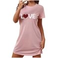 thumbnail image 1 of Pyjama en Soie pour Femmes Chemises de Nuit pour Femmes Manches Courtes Chemises de Nuit pour Dormir Nuisette à Enfiler Douce Mignonne Robe de Nuit Imprimée Robes pour Femmes Tenue de Nuit Robe de Pyjama m, 1 of 5