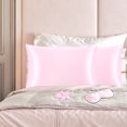 thumbnail image 1 of PiccoCasa Set of 2 Standard Satin Pillowcase Durable&Soft Enveloped Pink, 1 of 7
