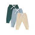 thumbnail image 1 of Faithtur Toddler 3 Piece Long Pants Winter Baby Solid Color Slim Fit Ribbed Bottom Infant Knitted Pull-Up Pants, 1 of 9