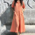 thumbnail image 1 of Ovzne Robes pour Femmes 2025 Robe Femme Décontractée à Manches Courtes avec Poche Long Cardigan Robe Chemise Multicolore Robe d'Été à Manches Courtes Liquidation, 1 of 6