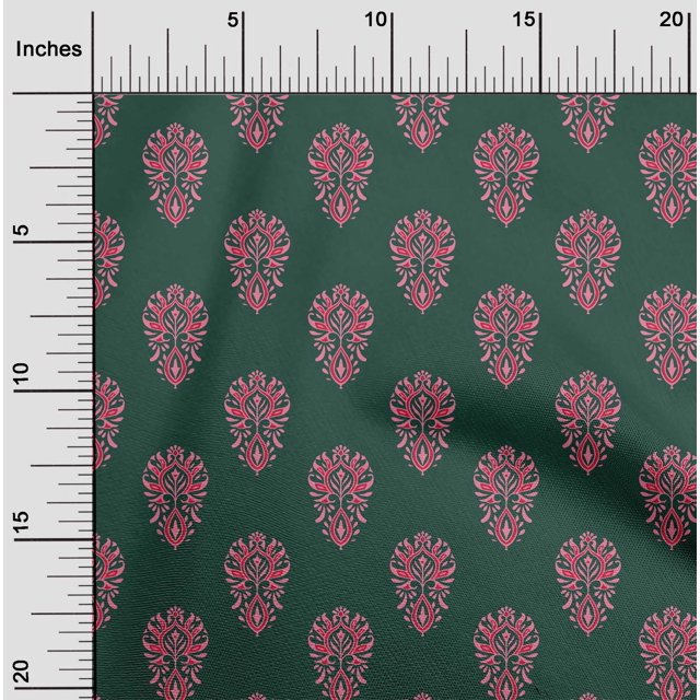 oneOone Silk Tabby Fabric Floral Block Printed Craft Fabric BTY 42 Inch Wide