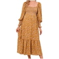 thumbnail image 2 of PEZHADA Mode d'Automne pour Femmes,Vêtements de Maternité pour Femmes,Robe Longue Décontractée et Aguichant pour Femmes Enceintes avec Petite Impression Florale en Mousseline à Col et Manches Longues, 2 of 5