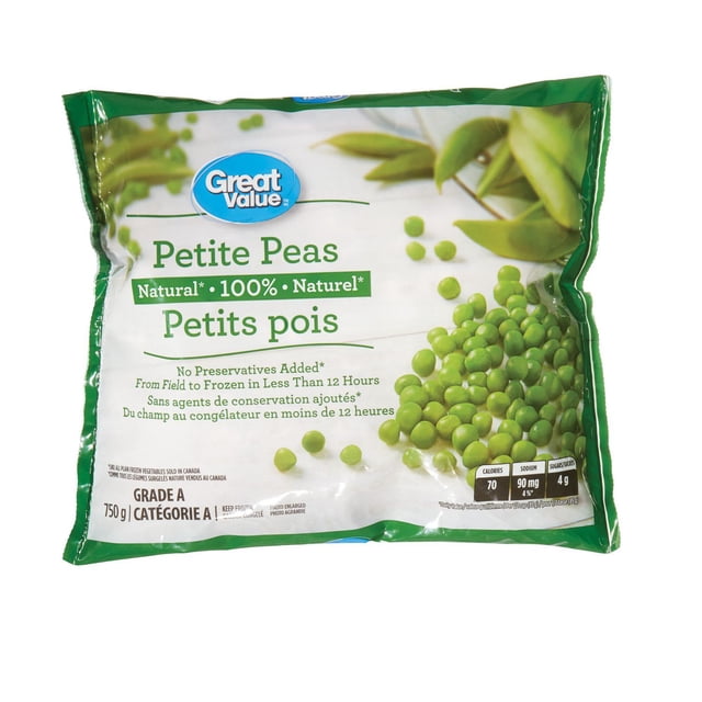 Great Value Frozen Petite Peas, 750 g