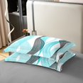 thumbnail image 4 of Erosebridal Housse de Couette Cyan Abstraite 100 % Coton Format Double, Housse de Couette Chic Minimaliste 100 % Coton Double, Déco à Rayures Géométriques, Réversible 3 Pcs (Sans Couette), 4 of 8