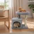 thumbnail image 2 of Gymax 19.5'' Small Cat Tree w/Large Padded Plush Perch Condo Sisal Scratching Posts Light Grye, 2 of 10