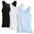 thumbnail image 1 of Posijego Lot de 3 Débardeurs pour Femmes Col Rond Camisoles de Base Couches Débardeurs Sans Manches, 1 of 3