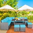 thumbnail image 3 of Costway 7 PCS Patio Rattan Dining Set Sectional Sofa Couch Ottoman Garden  Turquoise, 3 of 10