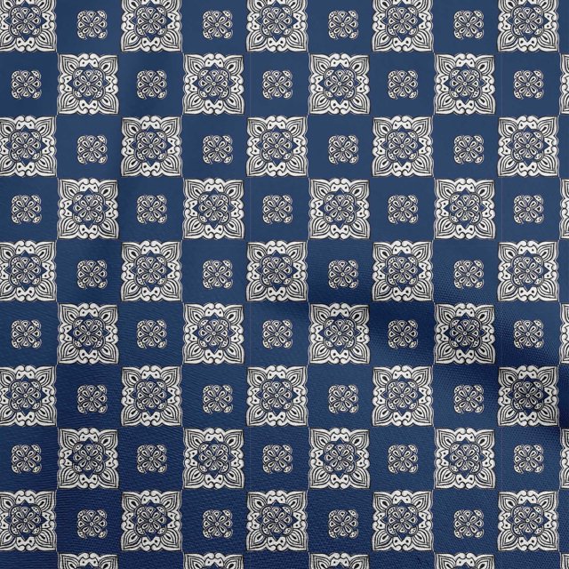 oneOone Rayon Navy Blue Fabric Block Sewing Craft Projects Fabric Prints By Yard 56 Inch Wide-TO