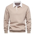 thumbnail image 1 of Yuyuzo Men Golf Shirts Long Sleeve Button Lapel V Neck Pullover Sports Tops Solid Color Patchwork Basic Blouse, 1 of 4