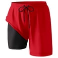 thumbnail image 2 of HXWCHs Stretch Men's Beachwear Board Shorts with Inner Compression Liner and Pocketed Design for Swim Trunks featuring Inseam Comfort and Quick-Dry Fabric XXL Red, 2 of 4