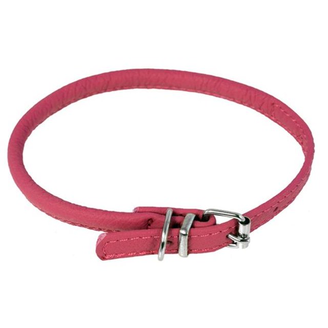 Dogline L1006-7 22-25 L x 0.5 W Po. Col Rond en Cuir, Rose