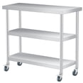 thumbnail image 1 of Patio Furniture Stainless Steel Utility Cart - 18x36x34in 3-Tier w/Lockable Wheels - Heavy Duty Prep Table - Rust-Resistant for Restaurant, Garage (1-Piece), 1 of 6