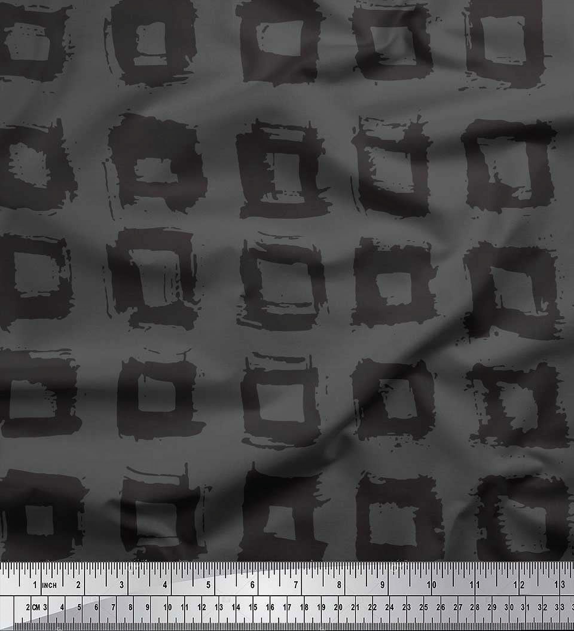 Soimoi Gray Heavy Canvas Fabric Square Geometric Fabric Prints By Yard 58 Inch Wide