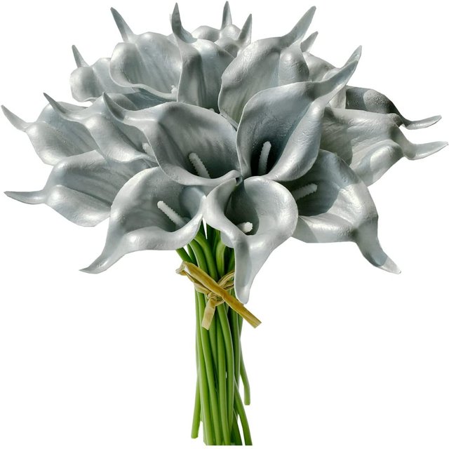 CHUANK 20pcs Artificial Calla Lily Silk Flowers 13.4” for Home Kitchen Wedding Table Decoration (White)