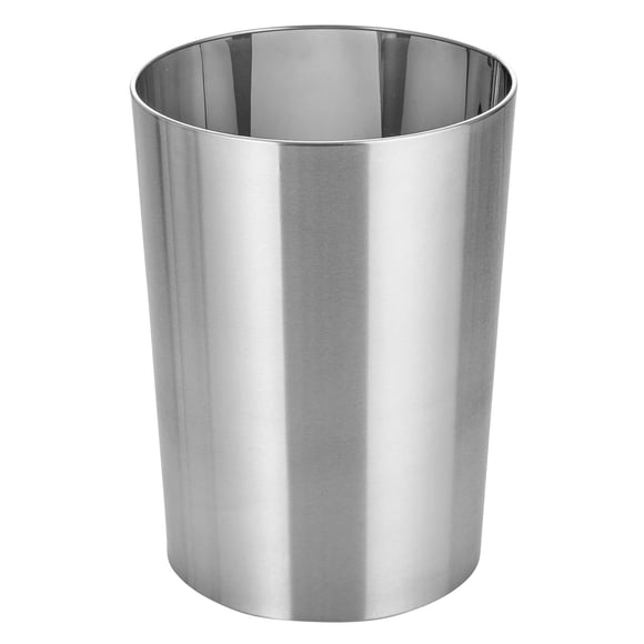 mDesign Stainless Steel Round Metal Trash Can, Small 4 Gallon Wastebasket, Garbage Basket Bin for Bathroom, Bedroom, Kitchen, or Home Office, Holds Waste and Recycle, Mirri Collec