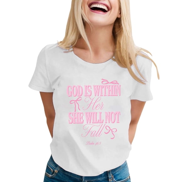 LUOGENLI Female T-shirts for Womens Women's Casual Printed Round Neck Short Sleeve T Shirt Top T-shirts for Women Graphic Tee St. Patrick's Day Tee T-shirts Womens White Summer Clothes White M