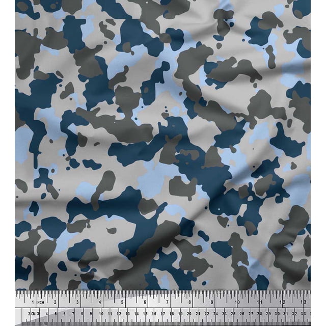 Soimoi Rayon Fabric Two Tone With Grey Camouflage Decor Fabric Printed Yard 42 Inch Wide