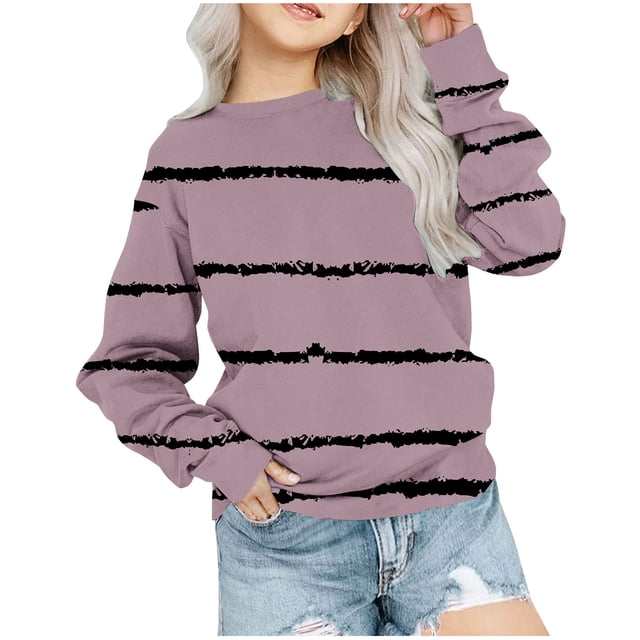 Yuyuzo Chandails en Molleton pour Filles Tout-Petits Col Rond Manches Longues Décontracté Confortable Rayé Pull d'Automne pour Bébé Fille