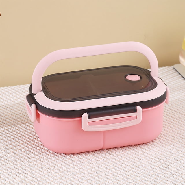Boîte à Lunch Compartimentée à Double Couche - Boîte Bento Compatible Micro-Ondes, Récipient Repas Étanche, Plastique et Silicone, Pour, Rose, JKODE