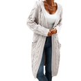 thumbnail image 1 of Women Hooded Open Front Cardigan Cable Knit Sweaters Solid Chunky Long Sweater Coats with Pockets, 1 of 5