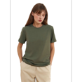 thumbnail image 1 of T-shirts à Manches Courtes Surdimensionnés pour Femmes, Col Rond, Coupe Ample, T-Shirt d'Entraînement, Hauts Décontractés d'Été, Coton, Vert, P, 1 of 9