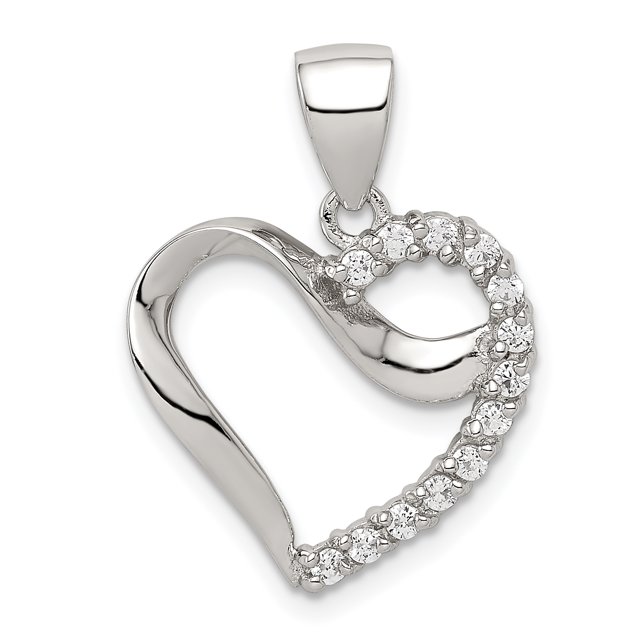 925 Sterling Silver Cubic Zirconia Heart Shaped Pendant