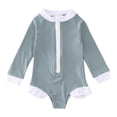 thumbnail image 1 of Girls Rash Guard Bathing Suits Ruffle Long Sleeve Sun Protection Toddler Bathing Suit 18-24 Months, 1 of 5