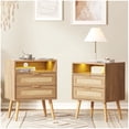 thumbnail image 1 of Conate Rattan Nightstand (Set of 2) with USB and 2 Drawers, for Bedroom, Living Room, 1 of 9