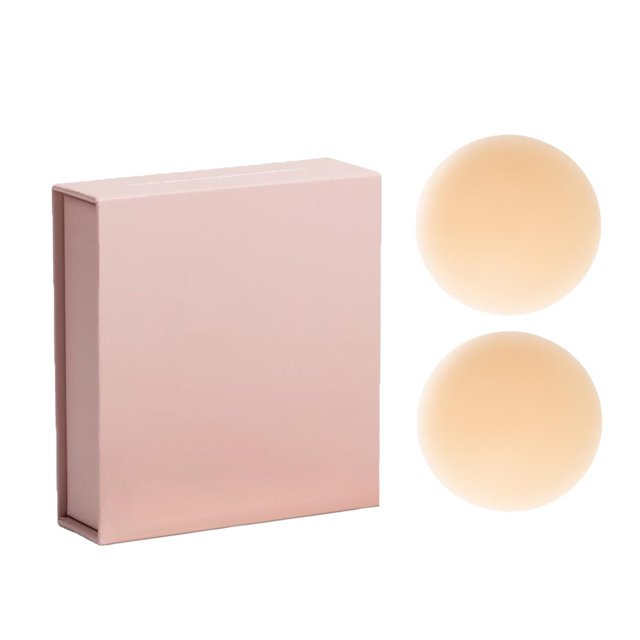 SNNROO Cache-Tétons en Silicone Adhésif Invisibles pour Femmes Réutilisables Sans Bretelles 2 Paires Beige