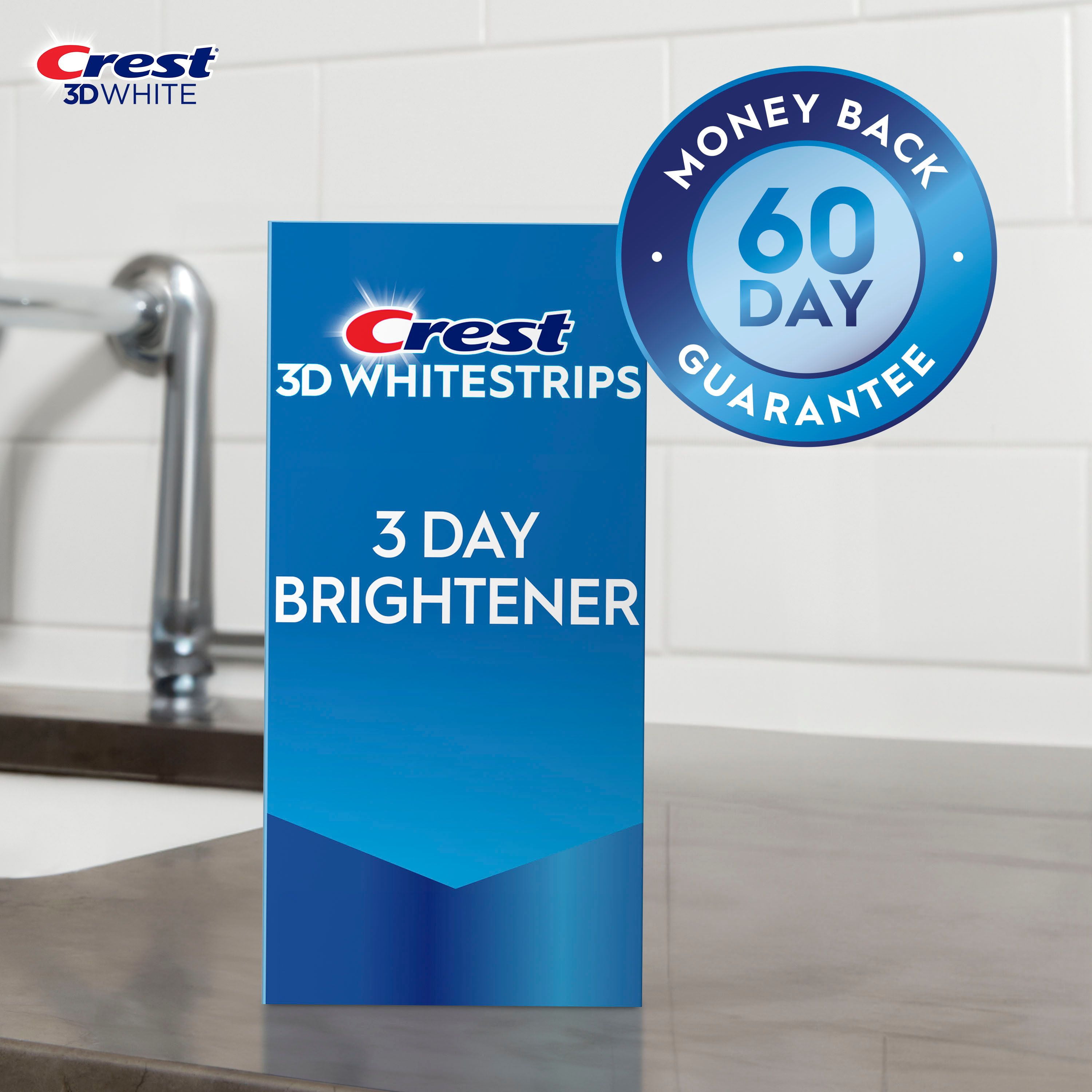 Crest 3DWhitestrips Effet Brillance 3 Jours Trousse de Blanchiment des Dents à Domicile, 3 Traitements, des Dents Plus Blanches en 3 Jours