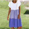thumbnail image 2 of CHUANK Robes en Lin pour Femmes Été Grande Taille Manches Courtes Col en V Longueur Genou Robe Ample Décontractée Confortable Robe de Plage Soldes de Liquidation 2024, 2 of 7