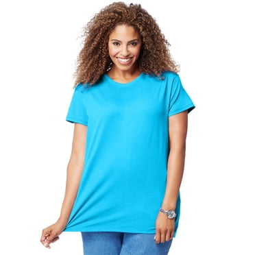 Just My Size Womens Cotton Jersey Short-Sleeve Crewneck Tee, 1X, Process Blue
