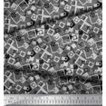 thumbnail image 2 of Soimoi Japan Crepe Satin Fabric Square Geometric Print Fabric by The Yard 42 Inch Wide, 2 of 3