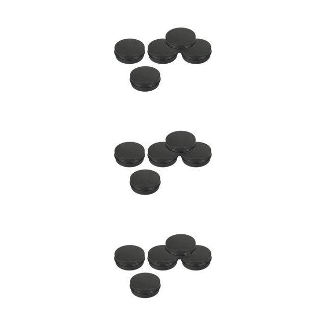 Transemion 5pcs Empty Aluminum Jars Cosmetic Screw Balm Lip Lid Cans Containers Black 60ml 3Set