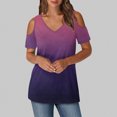 thumbnail image 2 of yoeyez Plus Size Short Sleeve Blouse Cold Shoulder V Neck Tunic Shirts Causal Color Block Tops Shirts Relaxed Fitted Comfy Pullover Blouse Limited Time Deals Pink L, 2 of 6