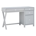 thumbnail image 1 of Linon Peggy Side Storage Wood Desk with 4 Drawers Silver Hardware in Gray, 1 of 19