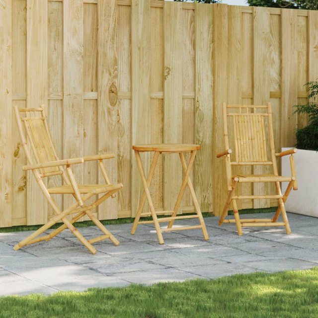 vidaXL Ensemble Bistro 3 Pcs Bambou