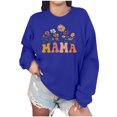 thumbnail image 1 of Culottes pour Femmes Femmes Manches Longues Chandails Maman Col Rond Chandail Ample Léger Blouse Hauts m Bleu, 1 of 7