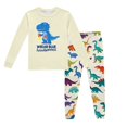 thumbnail image 2 of Pyjama Garçon Enfants Dinosaure Imprimé Col Rond Manches Longues Haut Pantalon Ensemble de Pyjama 2 Pcs Printemps Automne Pyjama Bébé Beige 3 Ans-4 Ans, 2 of 5