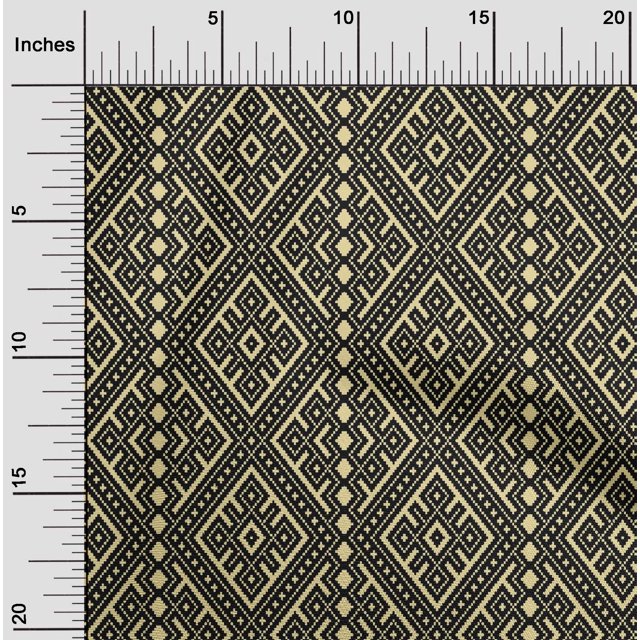 oneOone Polyester Lycra Fabric Ethnic Geometric Flame Stitch Print Fabric By Yard 56 Inch Wide