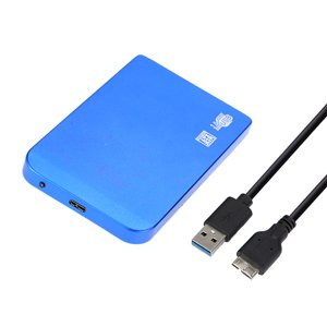Ultra-Slim 10mm USB 3.0 External Hard Drive Enclosure, Supports Up to 2TB HDD/SSD with 6Gbps Transfer Speed, Ideal for 2.5” SATA Drives, Durable Aluminum Case in Blue