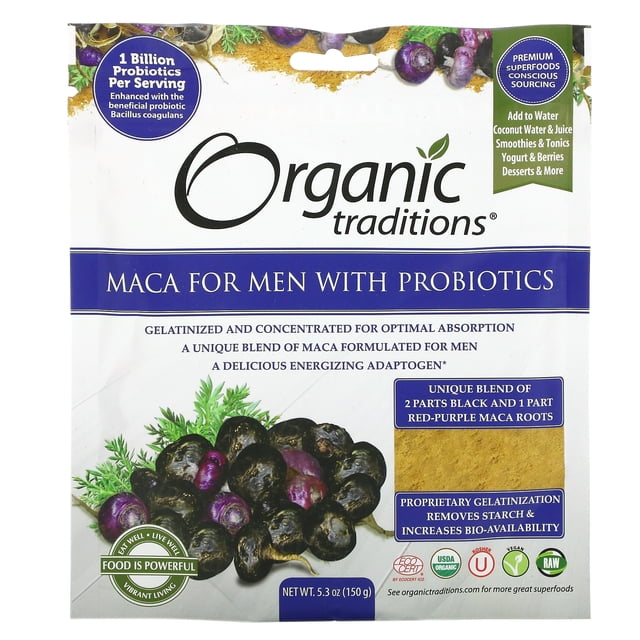 Organic Traditions , Maca pour Hommes avec Probiotiques, 5.3 oz (150 g)