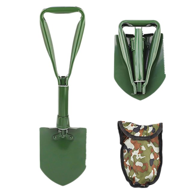 23 Inch Tri Fold Folding Shovel For Camping & Car Emergencies Heavy Duty Snow/Mud Shovel With OCP Cover Mini Tool,Stainless Steel Disseminators Foldable Hand Seeder Annual Warming Mats Gardening