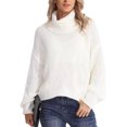 thumbnail image 2 of Faithtur Chandail à Col Roulé Mignon pour Femmes Couleur Unie Manches Longues Pull Tricoté pour Automne Mode Urbaine Chaud, 2 of 4