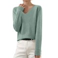 thumbnail image 2 of Timegard Chandails pour Femmes Col en V Tricot Chandail Automne Hiver Décontracté Ajusté Confortable Manches Longues Hauts, 2 of 5