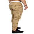 thumbnail image 4 of Men Solid Color Cargo Trousers  Loose Fit Drawstring Waist Long Pants, 4 of 5