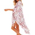 thumbnail image 2 of Ladies Summer Vacation Beach Sunscreen Loose Chiffon Print Cardigan Blouse Jacket, 2 of 6